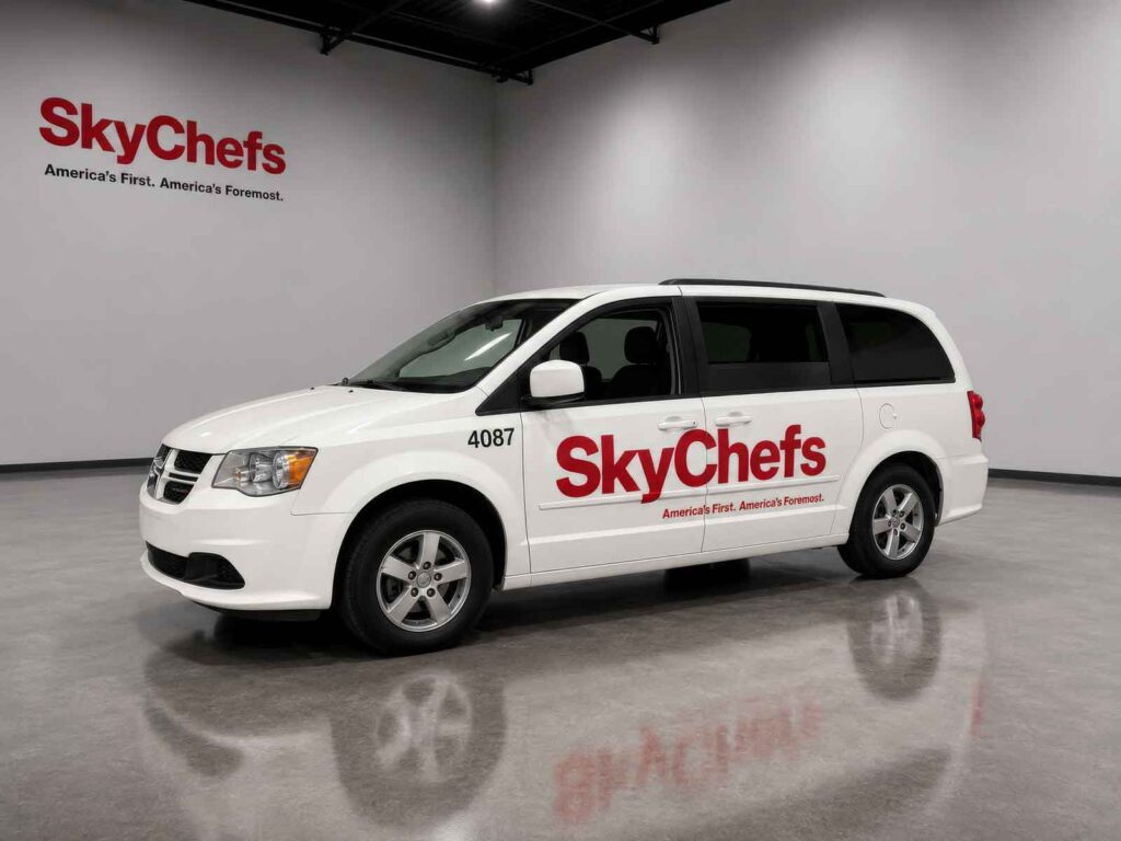 SkyChefs announces a new brand refresh - car wrap